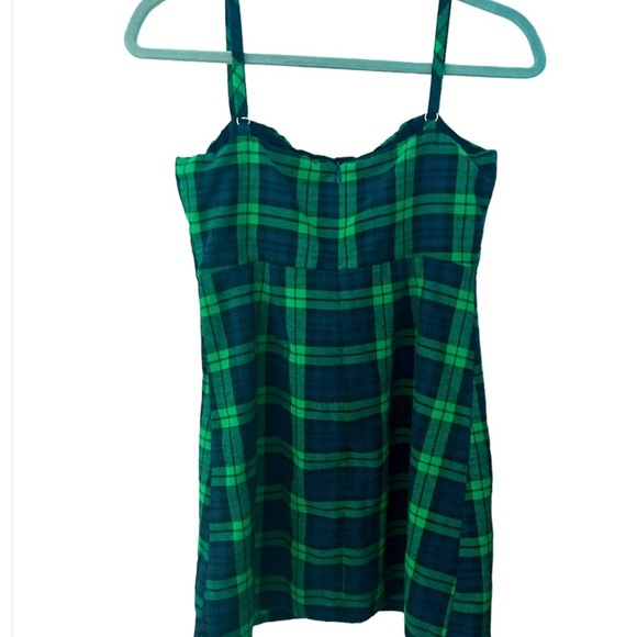 Wild Honey Plaid Flannel Mini Dress Green Navy Size Small - Picture 4 of 8